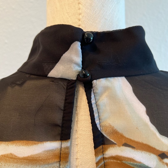 Va Va Voom sheer floral black art dress open back hi neck cape sleeve - Picture 3 of 16